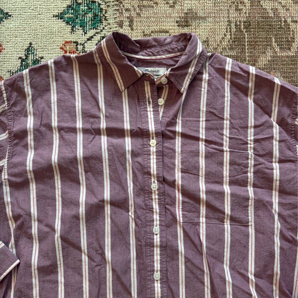 MADEWELL STRIPED POPLIN OVERSIZED SHIRT in IRIS BLOOM - Picture 9 of 9